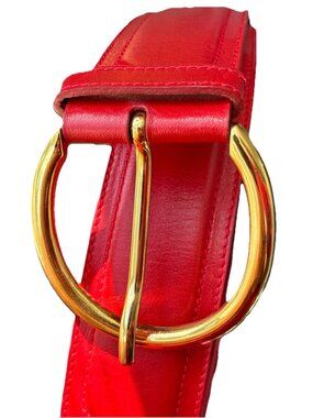 Authentic Vintage GUCCI Red Leather Horsebit “Bombe” belt Size 80/32